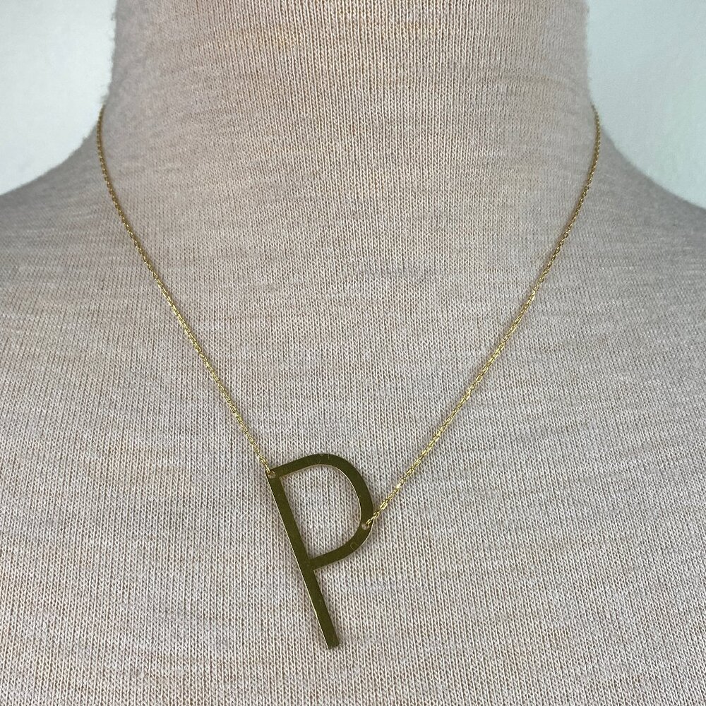 Caitlyn Minimalist Letter P Necklace 925 Sterling Silver Gold Vermeil Pendant